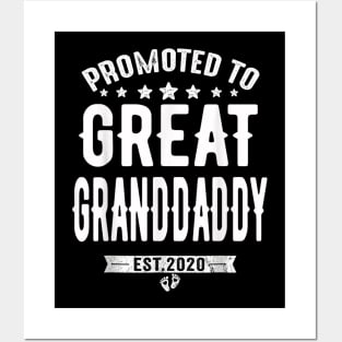 Promoted To Great Grandaddy est 2020 Shirt Father's Day Gift T-Shirt Posters and Art